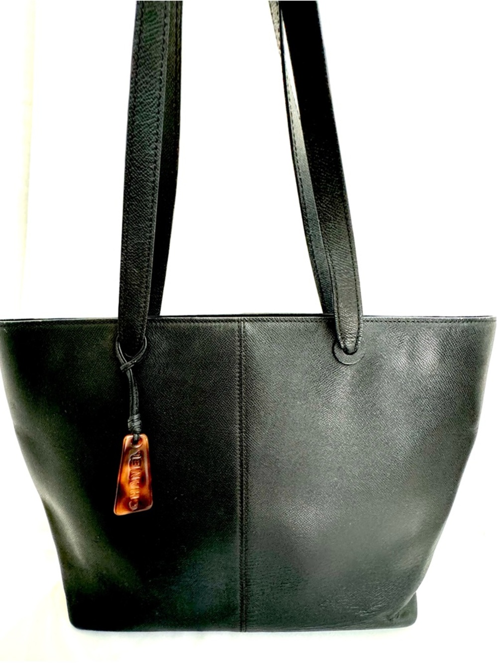 CHANEL Vintage Black Textured Saffiano-style Leather Tote Shopper Bag Italy - Picture 14 of 16